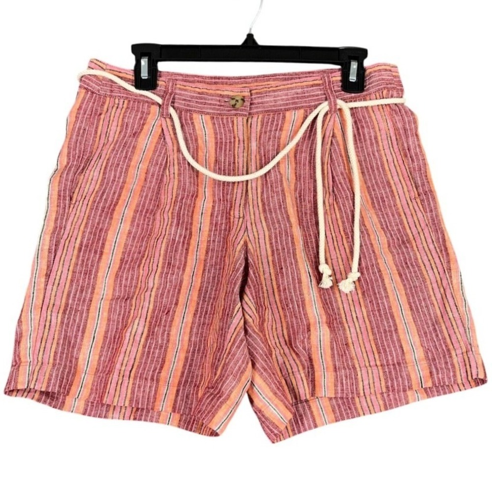 J Jill Love Linen Shorts Womens 6 Pull On Rope Waist Relaxed Fit Coastal Chic